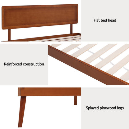 Splay Single Pinewood Bed Frame – Walnut