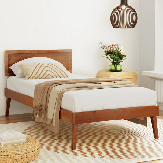 Splay Single Pinewood Bed Frame – Walnut