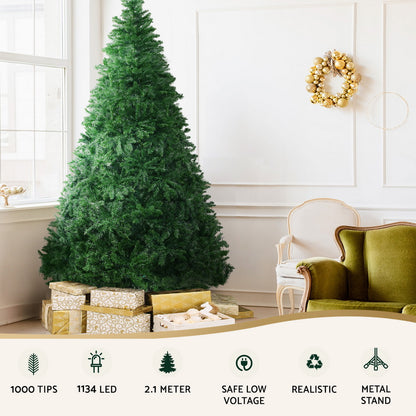2.1m Multi Color Christmas Tree 8 Light Mode