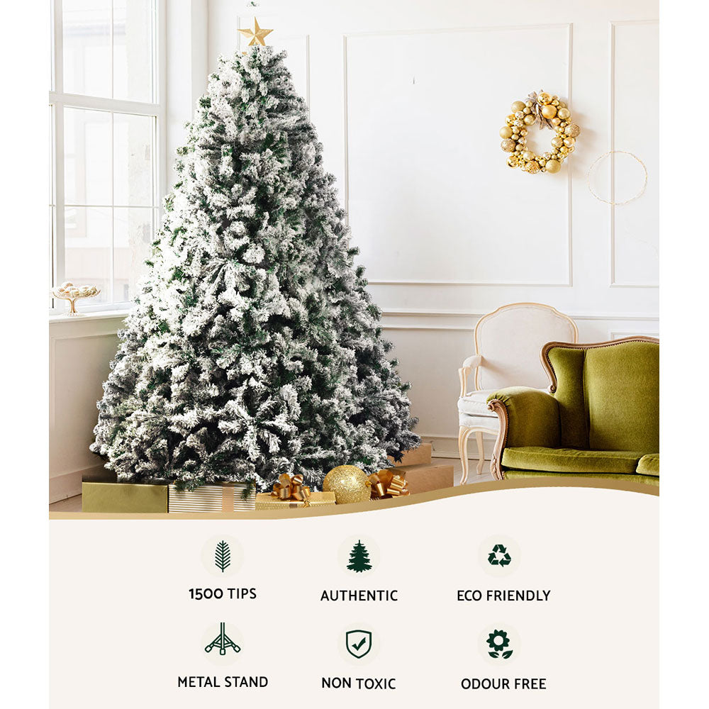 2.4M Snow Flocked Christmas Tree - 1500 Tips
