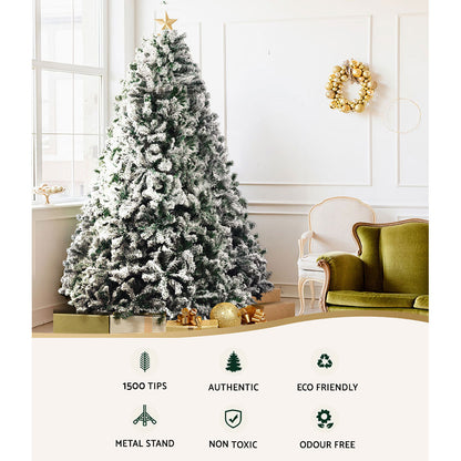 2.4M Snow Flocked Christmas Tree - 1500 Tips
