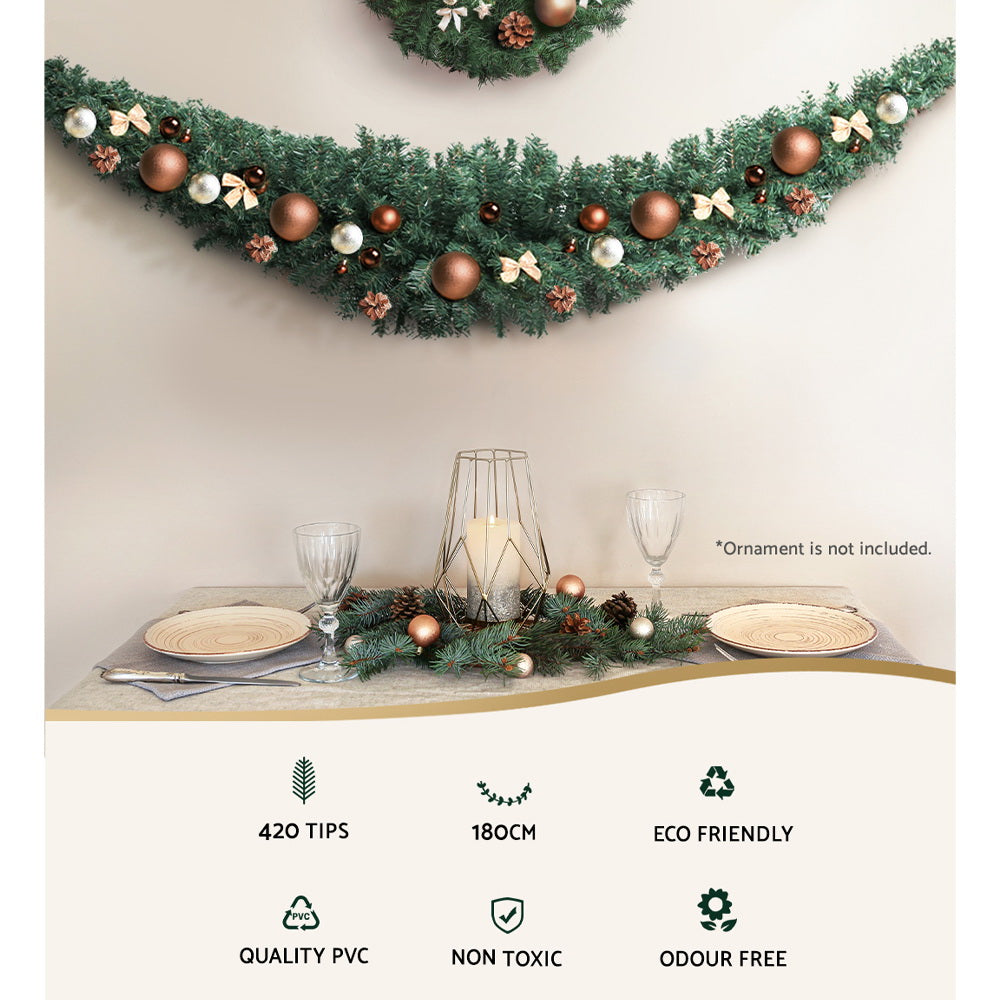 1.8M Christmas Garland Xmas Decoration Green