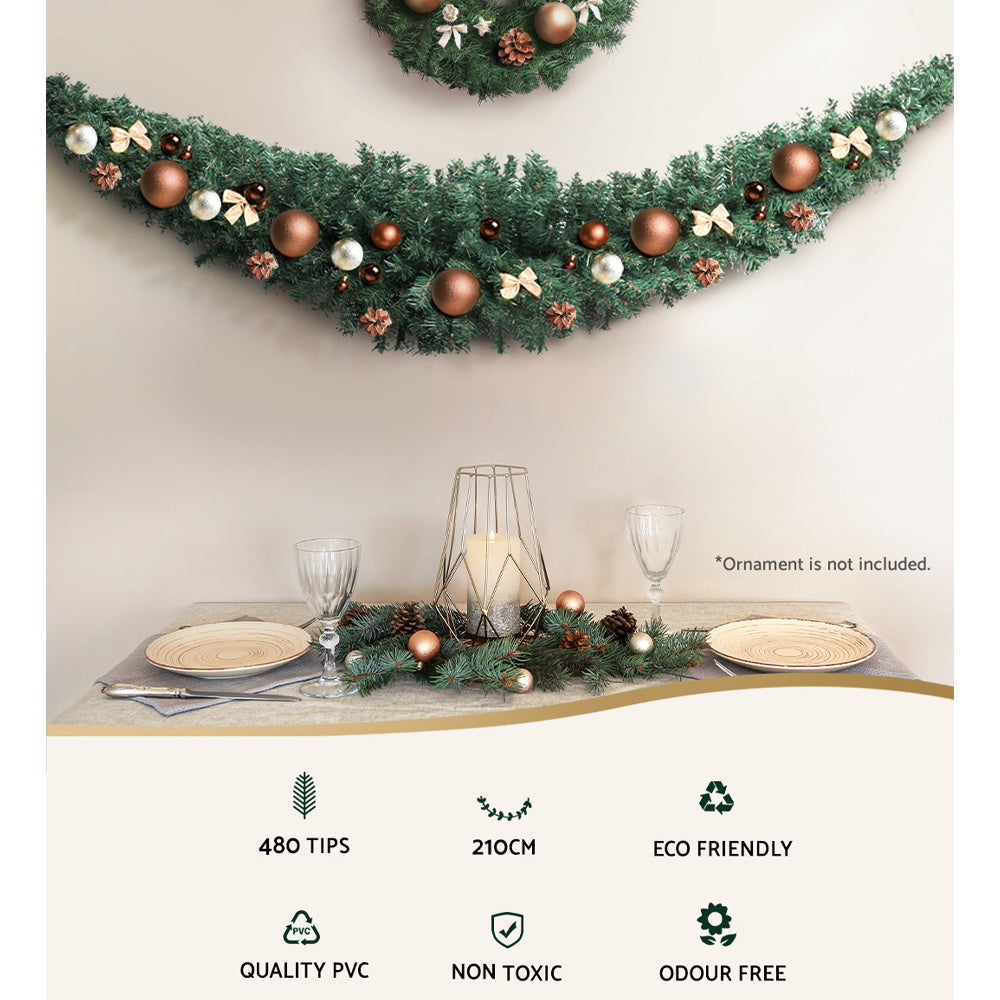 2.1M Green Christmas Garland Xmas Decoration