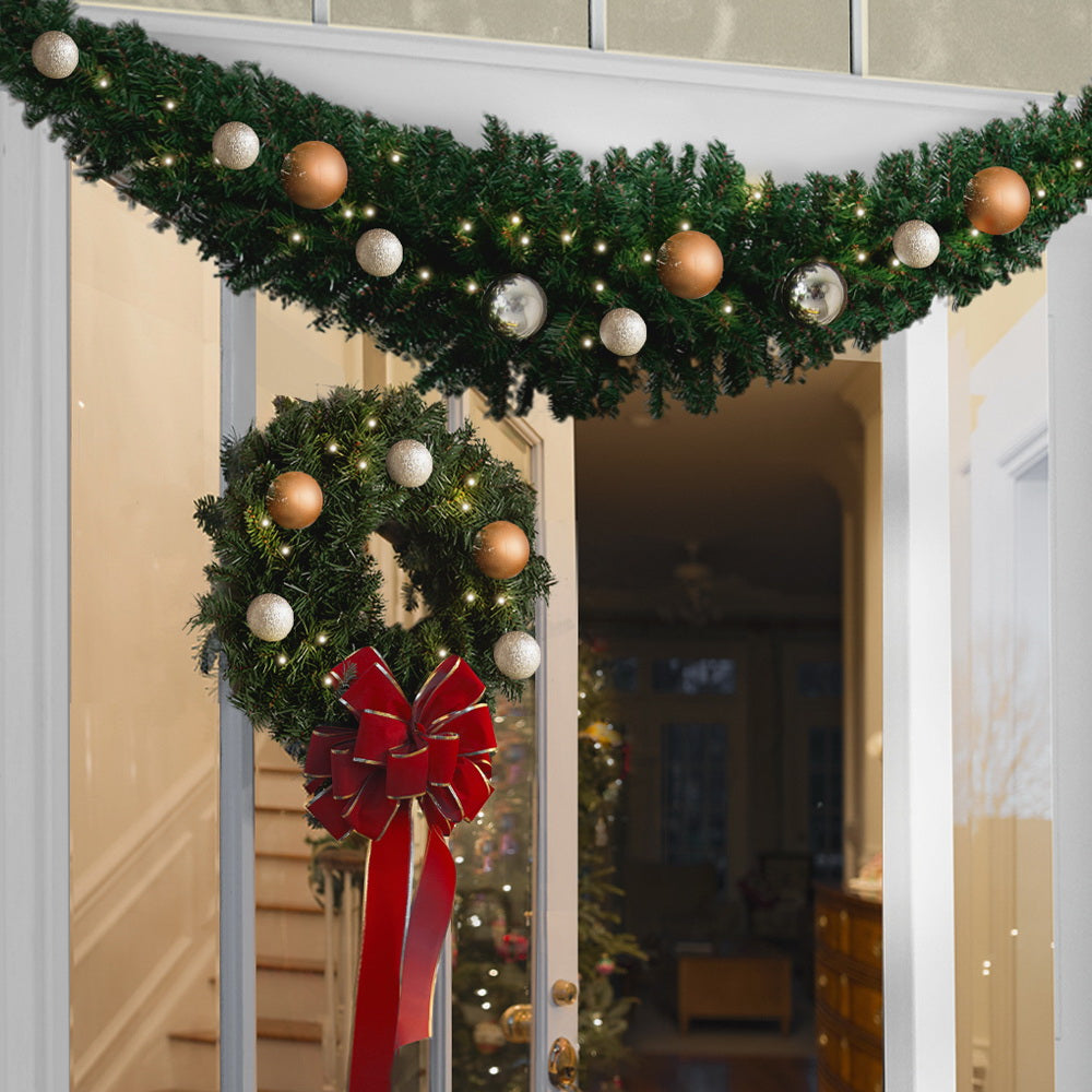 2.4M Christmas Garland Xmas Decorations Green
