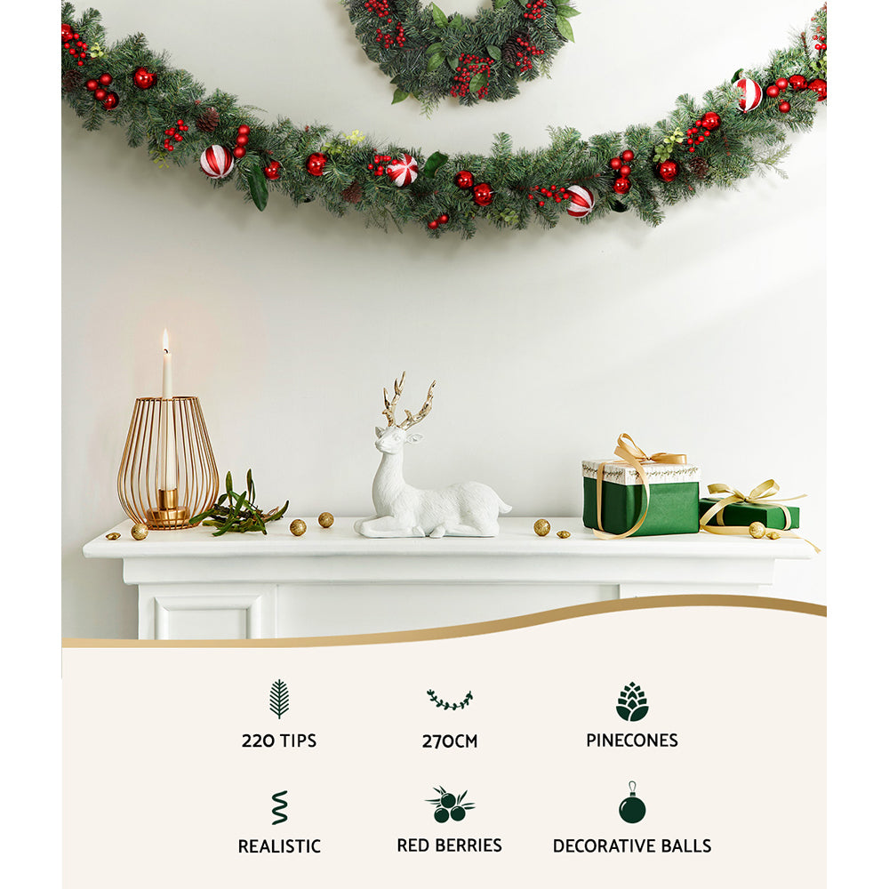 2.7M Christmas Garland with Xmas Decorations