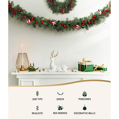 2.7M Christmas Garland with Xmas Decorations