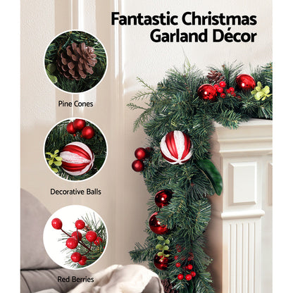 2.7M Christmas Garland with Xmas Decorations