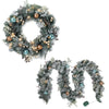 2.7M Snowy Christmas Garland with Wreath Set LED Lights