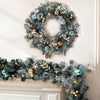 2.7M Snowy Christmas Garland with Wreath Set LED Lights