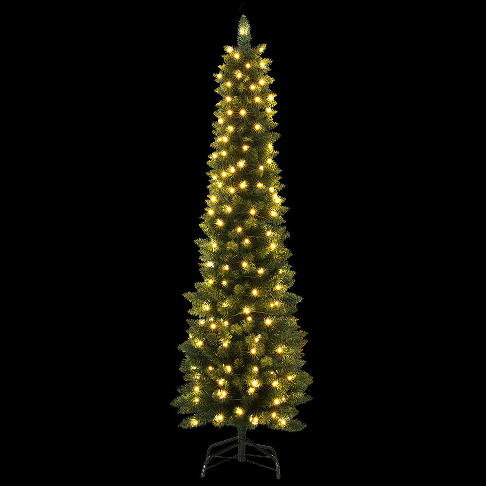 1.8m Pre-Lit Slim Christmas Trees 200 LED Lights