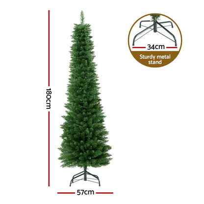 1.8m Pre-Lit Slim Christmas Trees 200 LED Lights