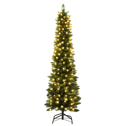 1.8m Pre-Lit Slim Christmas Trees 200 LED Lights
