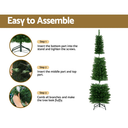 1.8m Pre-Lit Slim Christmas Trees 200 LED Lights