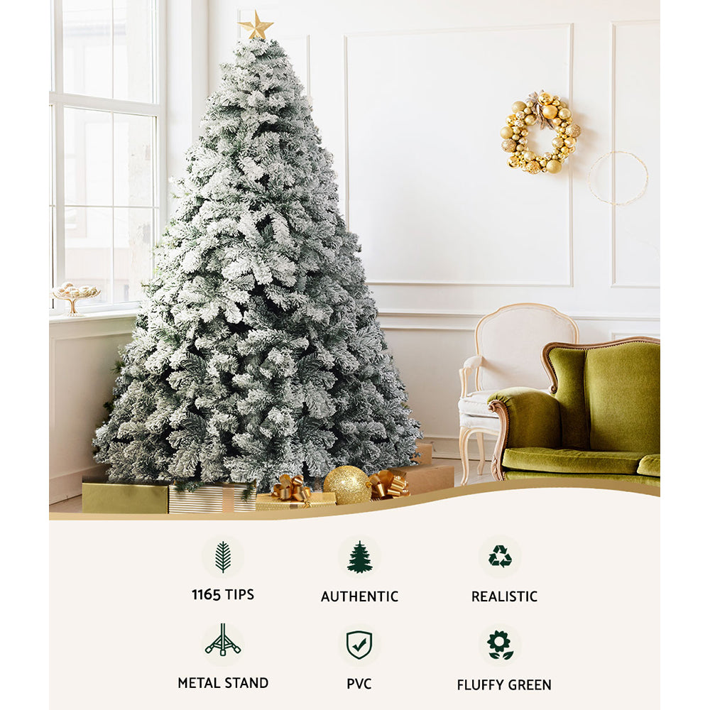 2.4M Snow Flocked Christmas Tree - 1165 Tips