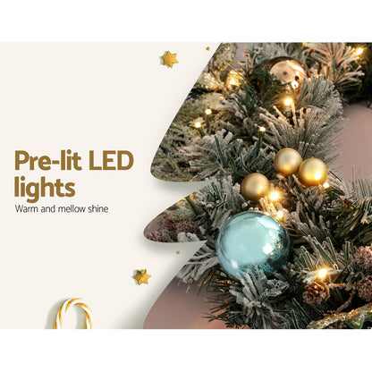 60cm Christmas Snowy Wreath with LED Lights
