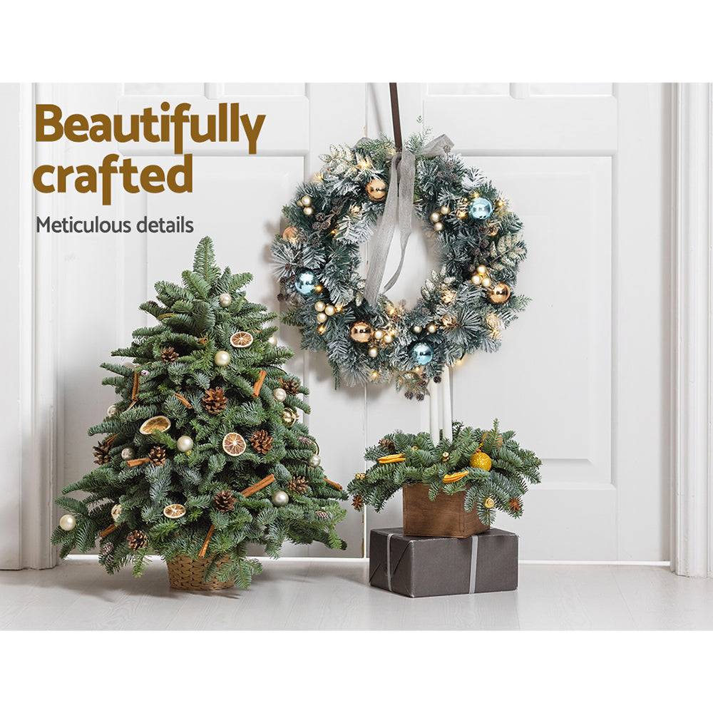 60cm Christmas Snowy Wreath with LED Lights