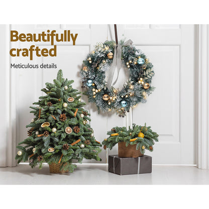 60cm Christmas Snowy Wreath with LED Lights