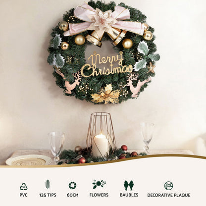 Christmas Wreath 60CM Flowers Baubles Decoration
