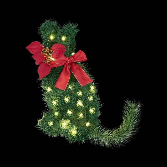 Cat Christmas Pre-lit Wreath 20 LED
