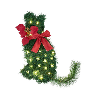 Cat Christmas Pre-lit Wreath 20 LED