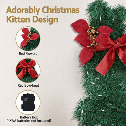 Cat Christmas Pre-lit Wreath 20 LED