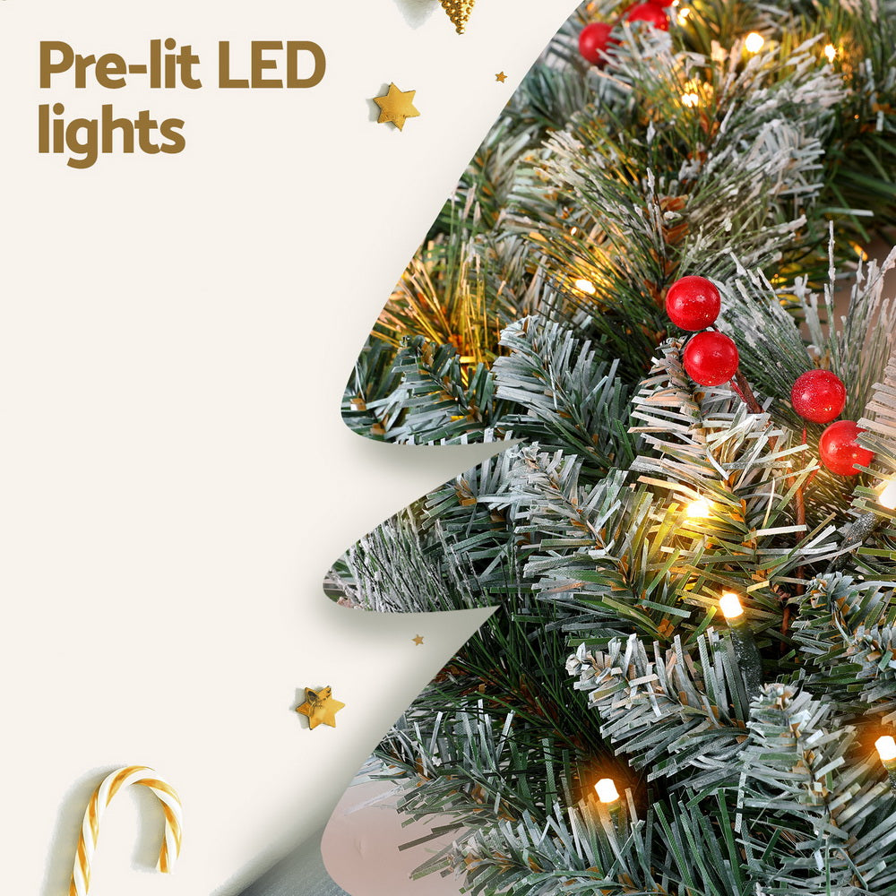 60cm Snowy Berries Christmas Wreath LED Lights
