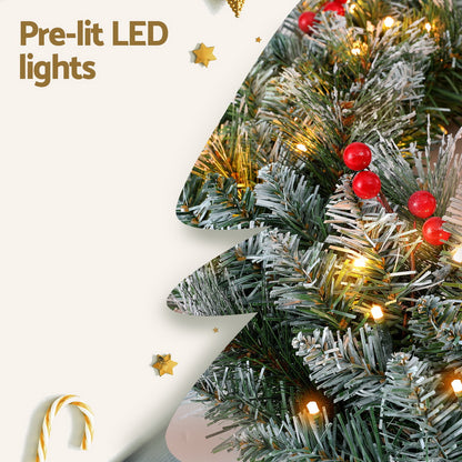 60cm Snowy Berries Christmas Wreath LED Lights