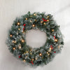60cm Snowy Berries Christmas Wreath LED Lights