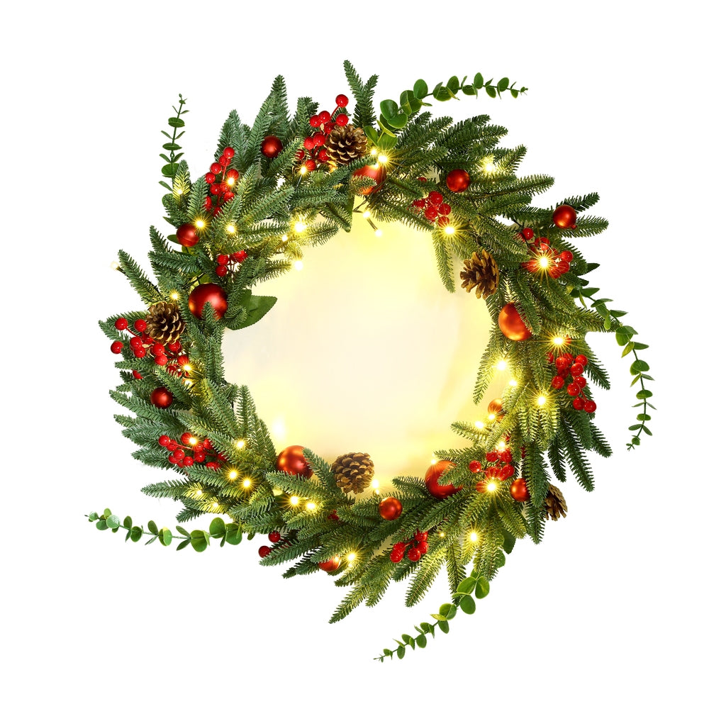 Christmas Wreath 60CM LED Garland Berries Pine Cones