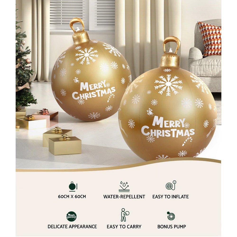 60CM Christmas Inflatable Ball Bauble Outdoor Decoration Gold