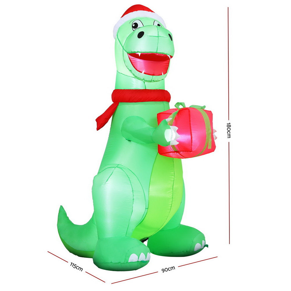 1.8M Christmas Inflatable Dinosaur Height LED Decorations Illuminated