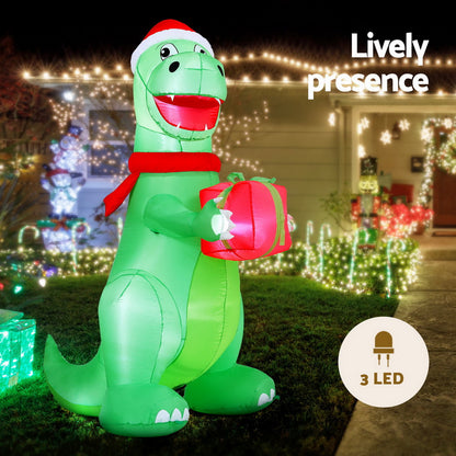 1.8M Christmas Inflatable Dinosaur Height LED Decorations Illuminated
