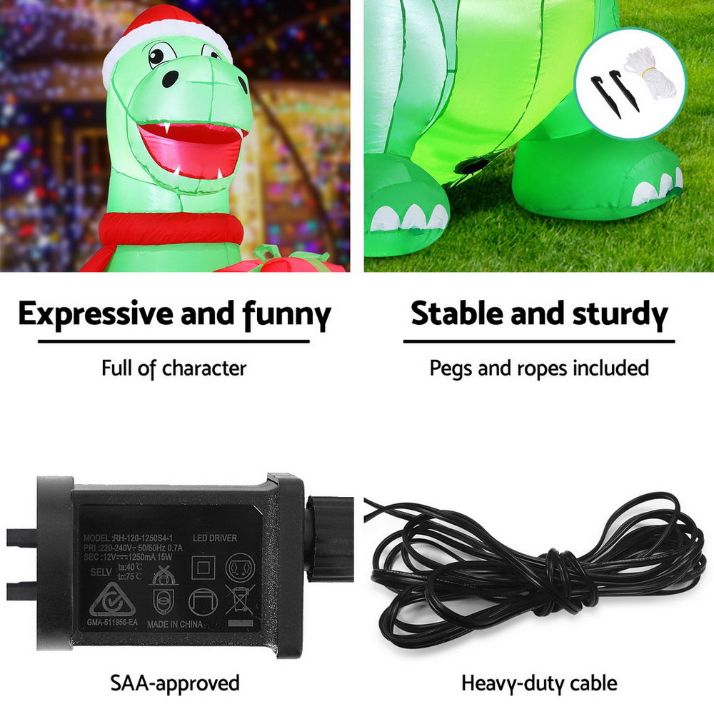 1.8M Christmas Inflatable Dinosaur Height LED Decorations Illuminated