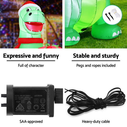 1.8M Christmas Inflatable Dinosaur Height LED Decorations Illuminated