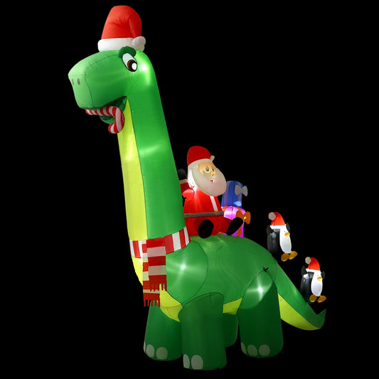 3.8M Christmas Inflatable Santa Dinosaur Illuminated Decorations