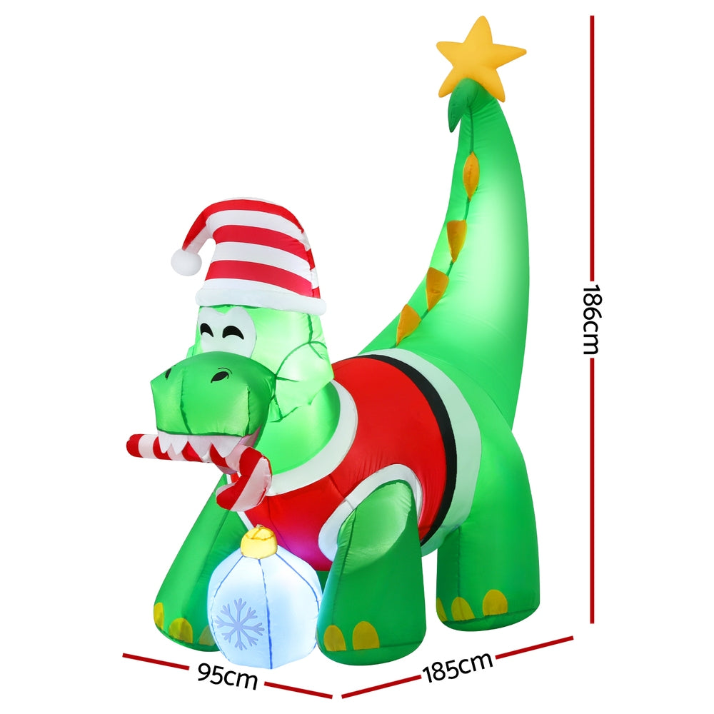 1.86M Christmas Inflatable Dinosaur Height LED Decorations Illuminated