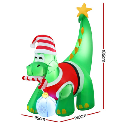 1.86M Christmas Inflatable Dinosaur Height LED Decorations Illuminated