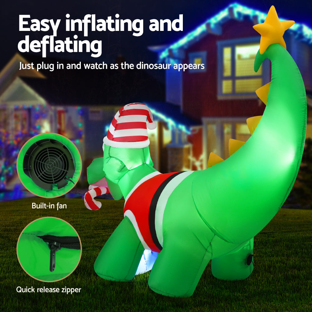 1.86M Christmas Inflatable Dinosaur Height LED Decorations Illuminated