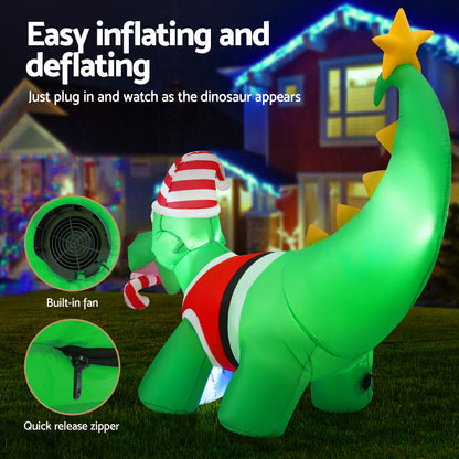 1.86M Christmas Inflatable Dinosaur Height LED Decorations Illuminated