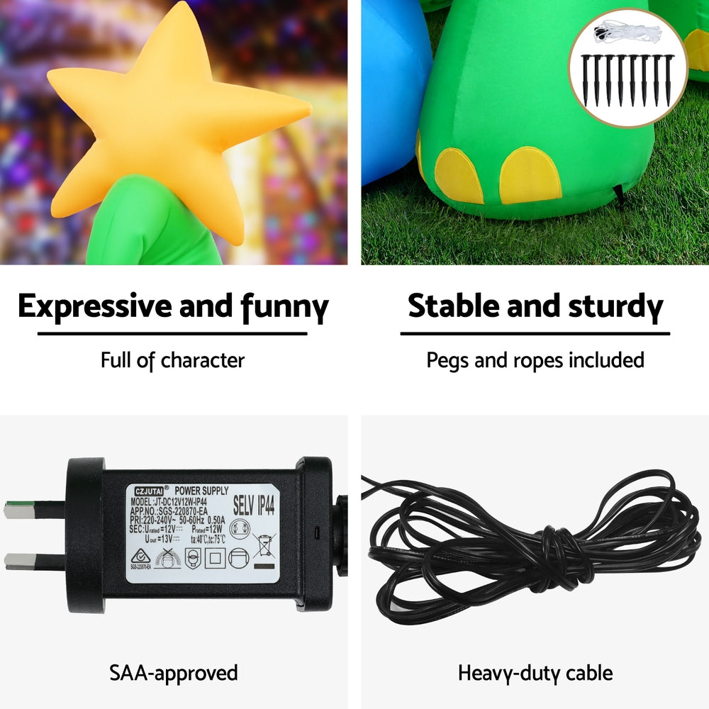 1.86M Christmas Inflatable Dinosaur Height LED Decorations Illuminated