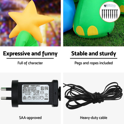 1.86M Christmas Inflatable Dinosaur Height LED Decorations Illuminated