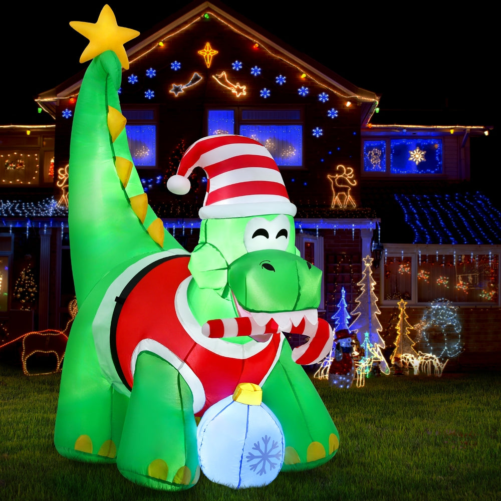 1.86M Christmas Inflatable Dinosaur Height LED Decorations Illuminated