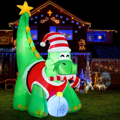 1.86M Christmas Inflatable Dinosaur Height LED Decorations Illuminated