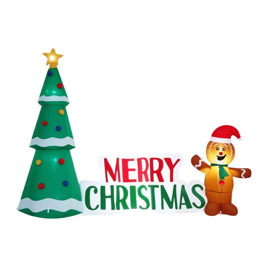2.4M Christmas Inflatable Gingerbread Man Tree LED Illuminated Decorations