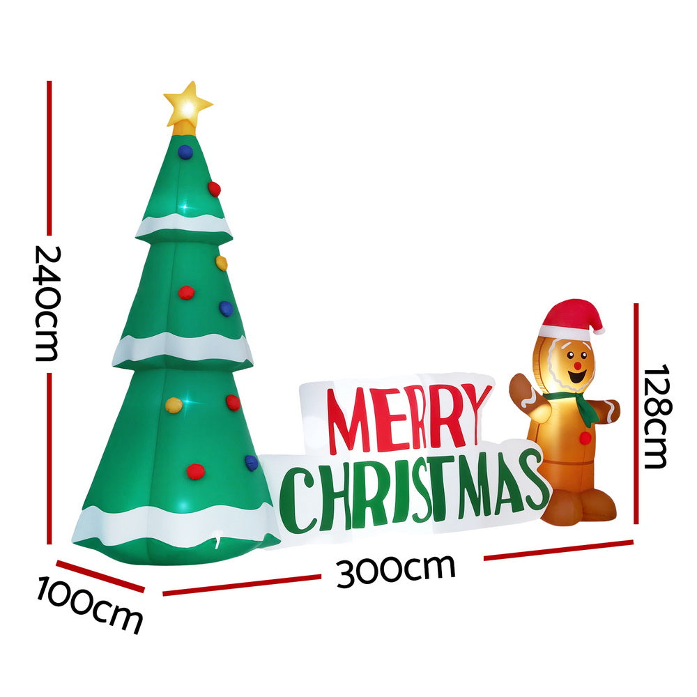 2.4M Christmas Inflatable Gingerbread Man Tree LED Illuminated Decorations