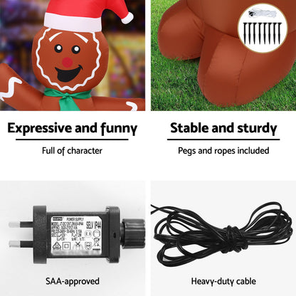 2.4M Christmas Inflatable Gingerbread Man Tree LED Illuminated Decorations