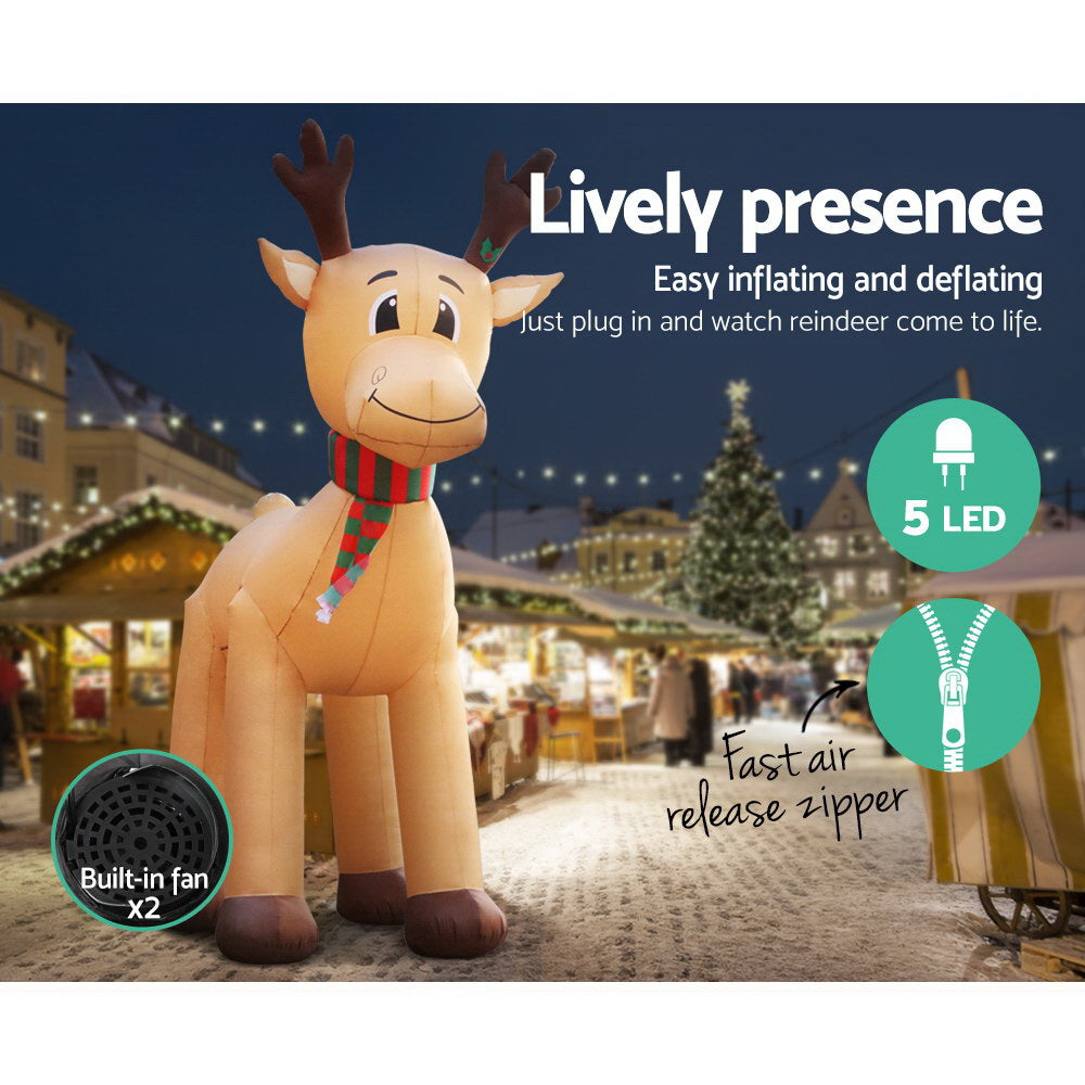 5M Christmas Inflatable Reindeer Illuminated Decorations