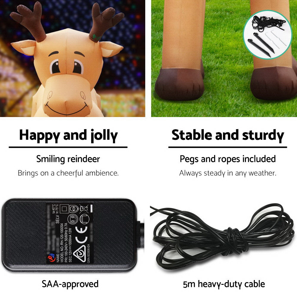 5M Christmas Inflatable Reindeer Illuminated Decorations