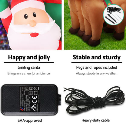 2.2M Christmas Inflatable Santa Sleigh Illuminated Decorations