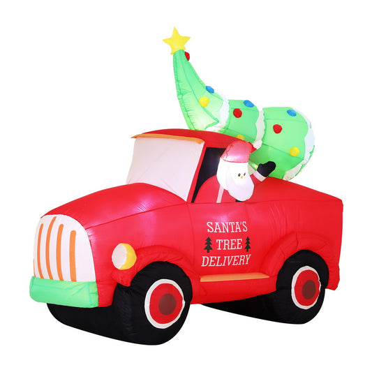 1.6M Christmas Inflatable Santa Truck LED Decorations Illuminated